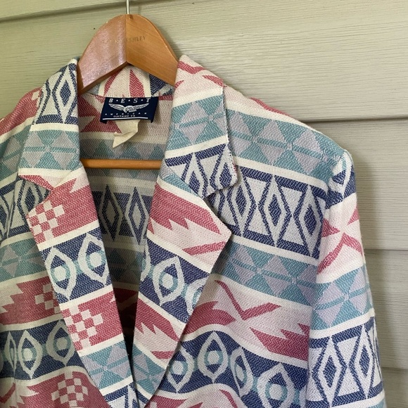 BEST AMERICAN vintage blazer southwest Aztec design women’s sz small retro EUC - Picture 1 of 16